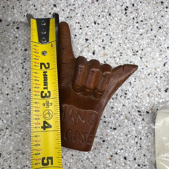 Vintage Carved Wood Hang Loose Hand Hawaii Shaka Sign Sculpture 4.5Tiki Surf Bar - Picture 6 of 7